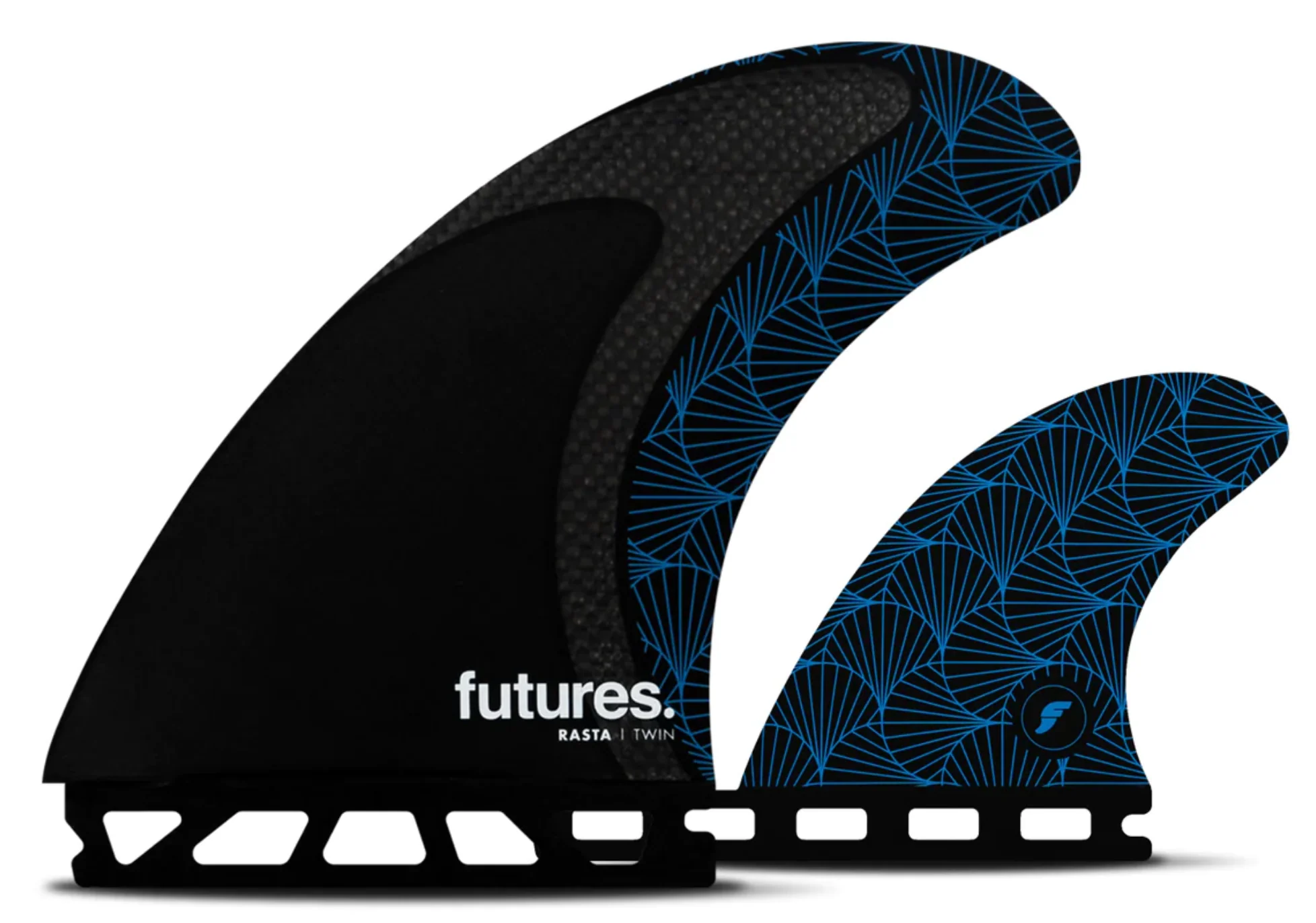 Futures Rasta Twin +1 Fin Set - Black/Blue - Image 2