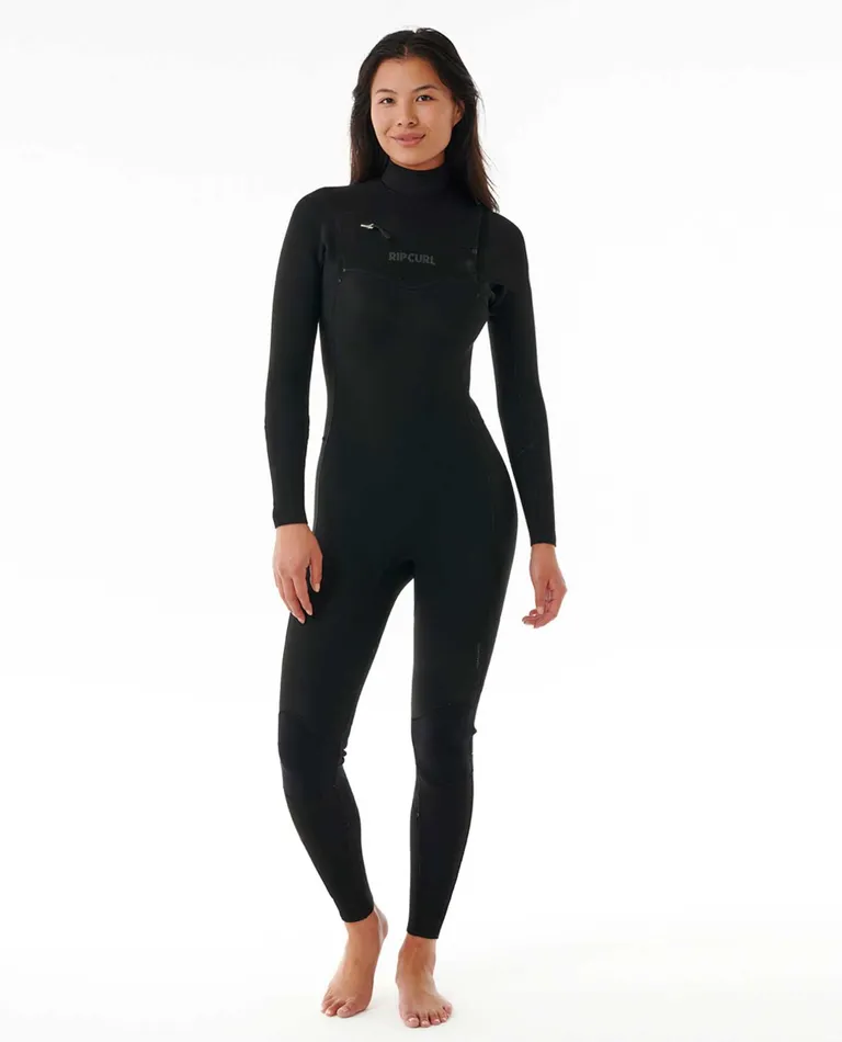 WOMEN'S DAWN PATROL CHEST ZIP 3/2 STEAMER - BLACK